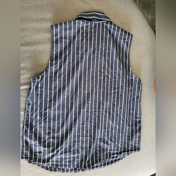 Simon's Twik Blue Stripe Sleeveless button up XL cotton - Picture 4 of 5